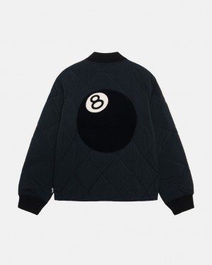 Férfi Stussy 8 Ball Steppelt Liner Jacket Kabát Fekete Magyarország | NVY-6812