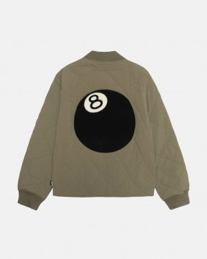 Férfi Stussy 8 Ball Steppelt Liner Jacket Kabát Olivazöld Magyarország | MXX-8242