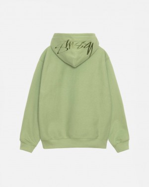 Férfi Stussy Back Hood Applique Hood Pulóverek Zöld Magyarország | BEB-0143