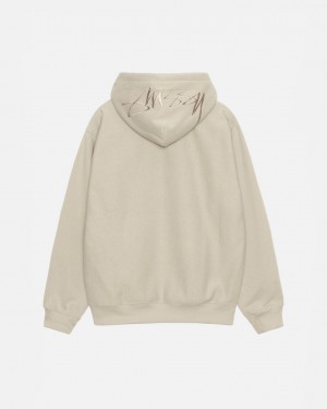 Férfi Stussy Back Hood Applique Hood Pulóverek Khaki Magyarország | KSV-8917