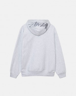 Férfi Stussy Back Hood Applique Hoodie Kapucnis Pulóver Szürke Magyarország | KJT-2448