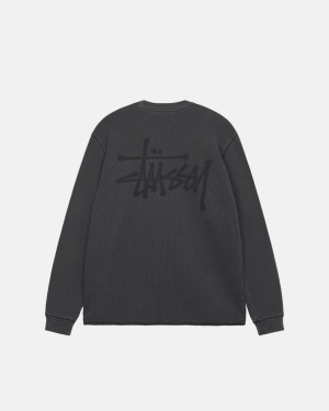 Férfi Stussy Basic Stock Ls Thermal Felsők Fekete Magyarország | FDF-8935