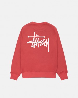 Férfi Stussy Basic Stussy Crew Pulóverek Piros Magyarország | PTZ-7880