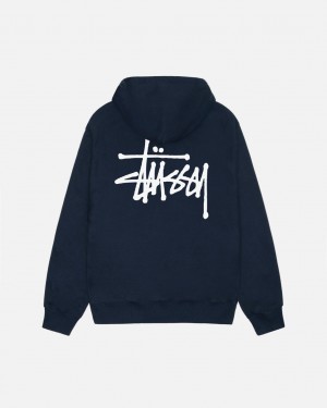 Férfi Stussy Basic Stussy Hoodie Kapucnis Pulóver Sötétkék Magyarország | BET-1430