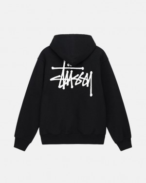 Férfi Stussy Basic Stussy Hoodie Kapucnis Pulóver Fekete Magyarország | XPO-3895