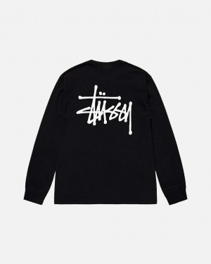 Férfi Stussy Basic Stussy Ls Tee Póló Fekete Magyarország | VZJ-3886