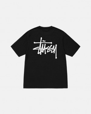 Férfi Stussy Basic Stussy Pigment Dyed Tee Póló Fekete Magyarország | YNY-8494