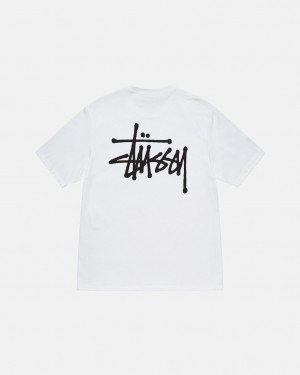 Férfi Stussy Basic Stussy Tee Póló Fehér Magyarország | TSQ-9504