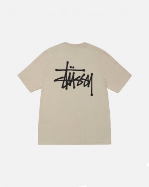 Férfi Stussy Basic Stussy Tee Póló Khaki Magyarország | AQK-2044