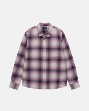 Férfi Stussy Bay Plaid Shirt Ingek Bordó Magyarország | TVN-6018