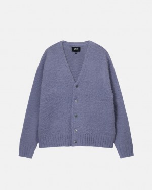 Férfi Stussy Brushed Cardigan Pulóverek Lila Magyarország | JWB-8781