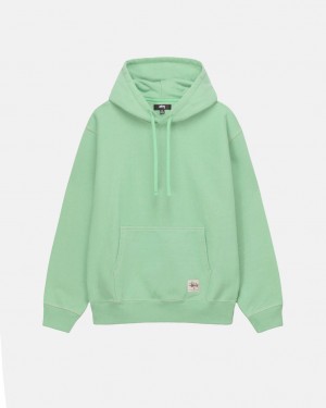 Férfi Stussy Contrast Stitch Label Hood Pulóverek Zöld Magyarország | LJF-8177