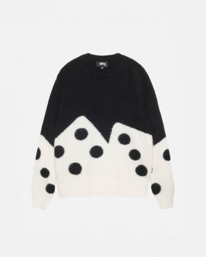 Férfi Stussy Dice Fuzzy Crew Pulóverek Fekete Magyarország | WLF-4358