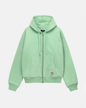 Férfi Stussy Double Face Label Zip Hoodie Kapucnis Pulóver Zöld Magyarország | ZXQ-2565