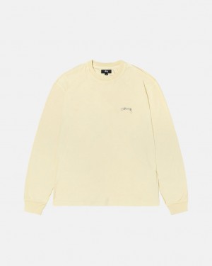 Férfi Stussy Lazy Ls Tee Felsők Sárga Magyarország | CPW-4002