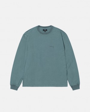 Férfi Stussy Lazy Ls Tee Felsők Türkiz Magyarország | HRC-5014