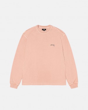 Férfi Stussy Lazy Ls Tee Felsők Világos Rózsaszín Magyarország | IAK-7072