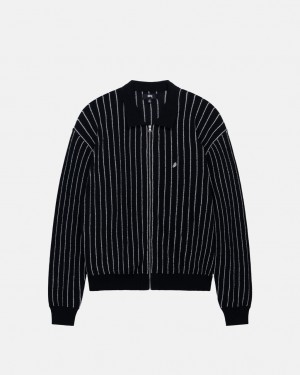 Férfi Stussy Light Weight Ls Zip Polo Felsők Fekete Magyarország | OIX-6777