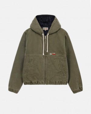 Férfi Stussy Munka Jacket Insulated Vászon Kabát Olivazöld Magyarország | KMB-1121