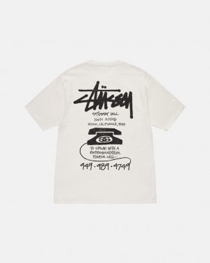 Férfi Stussy Old Phone Tee Pigment Dyed Póló Bézs Magyarország | NJX-8997