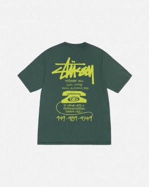 Férfi Stussy Old Phone Tee Pigment Dyed Póló Zöld Magyarország | FKN-1891