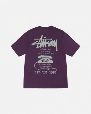 Férfi Stussy Old Phone Tee Pigment Dyed Póló Lila Magyarország | GEM-5795