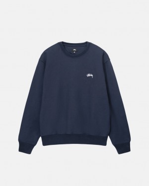 Férfi Stussy Overdyed Stock Logo Crew Pulóverek Sötétkék Magyarország | NJP-9448