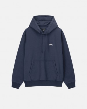 Férfi Stussy Overdyed Stock Logo Hoodie Kapucnis Pulóver Sötétkék Magyarország | FOQ-6545