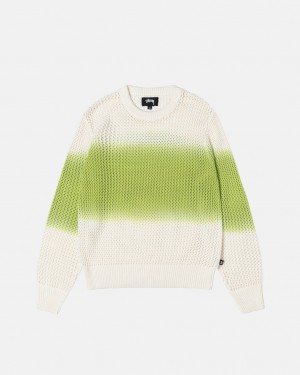 Férfi Stussy Pigment Dyed Loose Gauge Knit Pulóver Pulóverek Sötétzöld Magyarország | QHT-4717