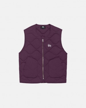 Férfi Stussy Recycled Nejlon Liner Vest Mellény Fukszia Magyarország | XFK-4639