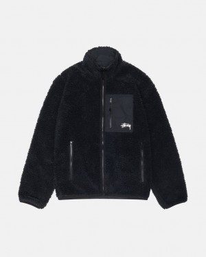 Férfi Stussy Sherpa Reversible Jacket Kabát Fekete Magyarország | MNP-1999