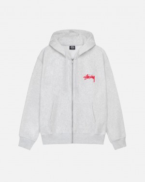 Férfi Stussy Skate Tough Zip Hoodie Kapucnis Pulóver Szürke Magyarország | YHZ-4230