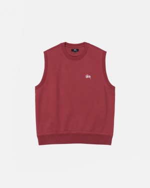 Férfi Stussy Stock Fleece Vest Pulóverek Bordó Magyarország | XMP-4728