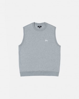 Férfi Stussy Stock Fleece Vest Pulóverek Szürke Magyarország | SGF-0138