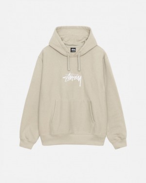 Férfi Stussy Stock Logo Applique Hood Pulóverek Khaki Magyarország | ZIB-8244