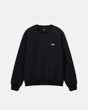 Férfi Stussy Stock Logo Crew Pulóverek Fekete Magyarország | EED-7486