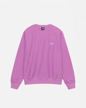 Férfi Stussy Stock Logo Crew Pulóverek Lila Magyarország | PRL-3328