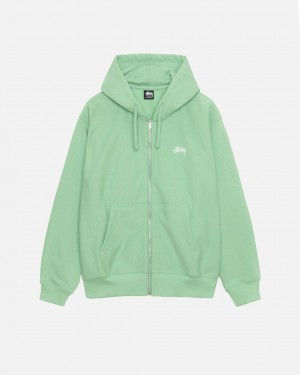 Férfi Stussy Stock Logo Zip Hood Pulóverek Zöld Magyarország | VKB-5805