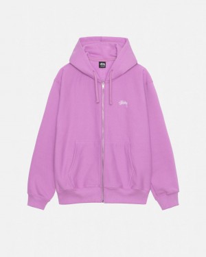 Férfi Stussy Stock Logo Zip Hood Pulóverek Lila Magyarország | CUC-0951