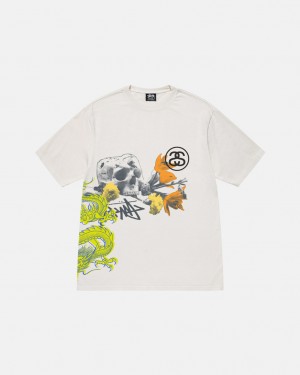 Férfi Stussy Strike Pigment Dyed Tee Póló Bézs Magyarország | GGR-8352