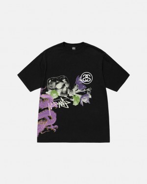 Férfi Stussy Strike Pigment Dyed Tee Póló Fekete Magyarország | ARL-6069