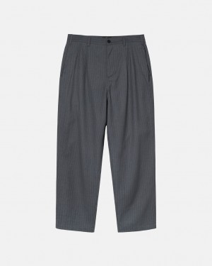 Férfi Stussy Stripe Volume Redőzött Trouser Nadrág Szürke Magyarország | KWV-4771