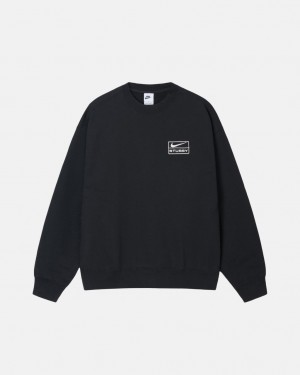 Férfi Stussy Stone Wash Fleece Crew Pulóverek Fekete Magyarország | EFM-3729