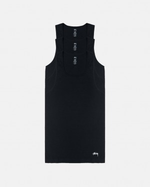 Férfi Stussy Stussy Tank Undershirt Ingek Fekete Magyarország | UOF-9314