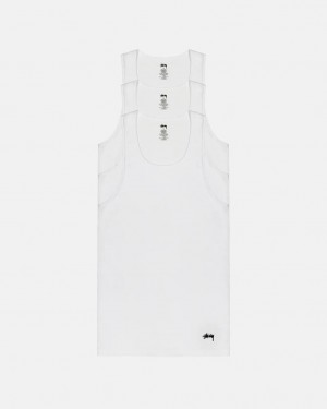 Férfi Stussy Stussy Tank Undershirt Ingek Fehér Magyarország | UUX-0140