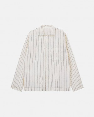 Férfi Stussy Tekla Poplin Pyjama Shirt Ingek Bézs Magyarország | PVX-7730