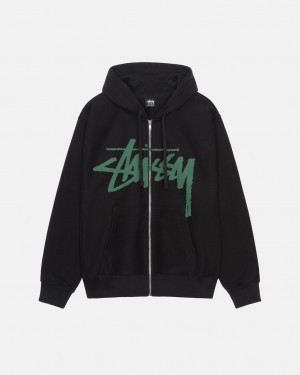 Férfi Stussy Venus Zip Hood Pulóverek Fekete Magyarország | LXT-0576