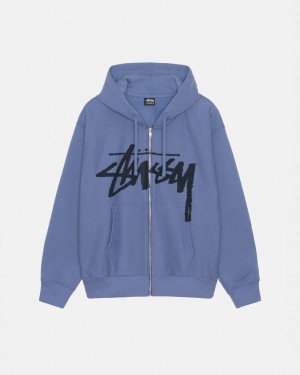 Férfi Stussy Venus Zip Hood Pulóverek Királykék Kék Magyarország | IJS-8953