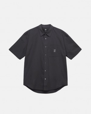 Női Stussy Boxy Csíkos Shirt Ingek Fekete Magyarország | GYR-4788