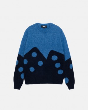 Női Stussy Dice Fuzzy Crew Pulóverek Kék Magyarország | EUQ-9761